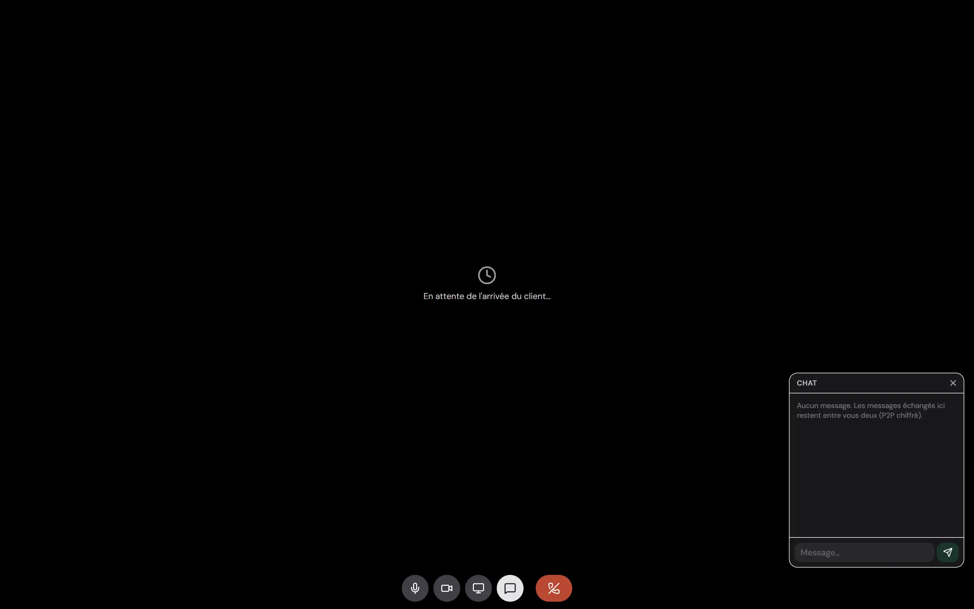 Salle de visioconférence Soma en attente de l'arrivée du client.